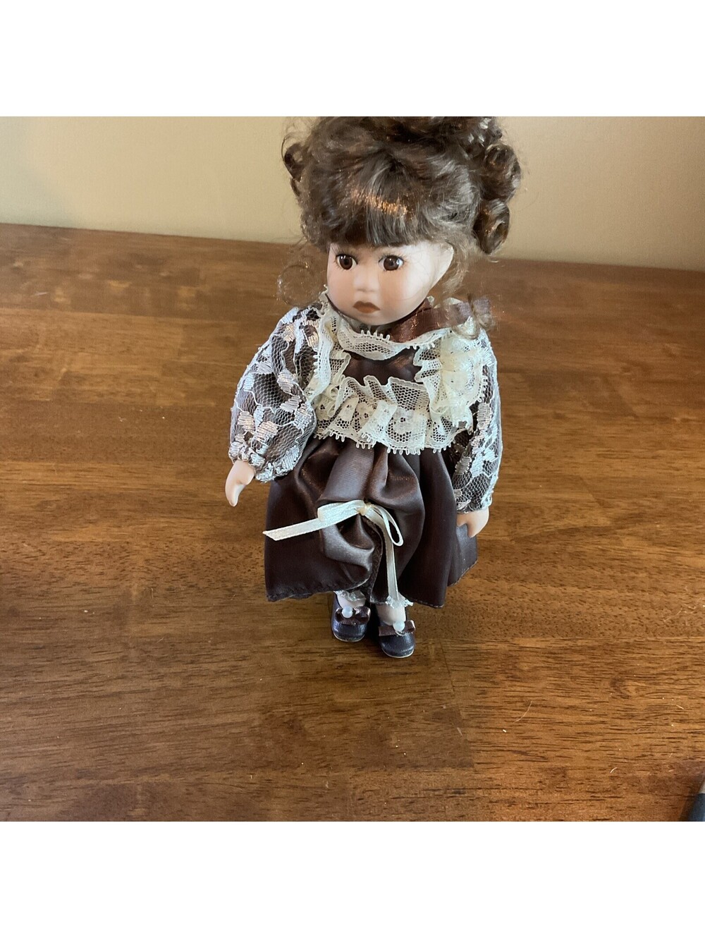 Choklate covered cherry porcelain collectible doll by Kathleen Stayton 8"